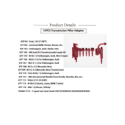 15PCS Transmission Filler Adapter